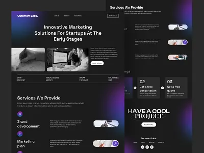 Outsmart Labs - Design Agency Website agency landing page agency website design agency landing page ui design web design website