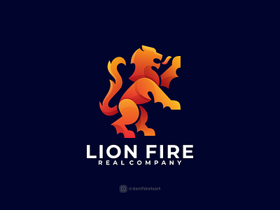 Lion fire logo design modern color animals branding design fire graphic design icon illustration lion logo logotype mascot media vector