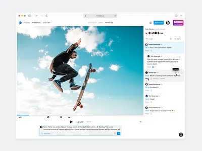 Video Editor - Collaboration affordance chat clean collaboration design feedback invideo message real project reply signifier ui user experience user interface ux video editor collaboration