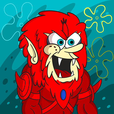 SpongeBob Beastman 2d character design illustration vector