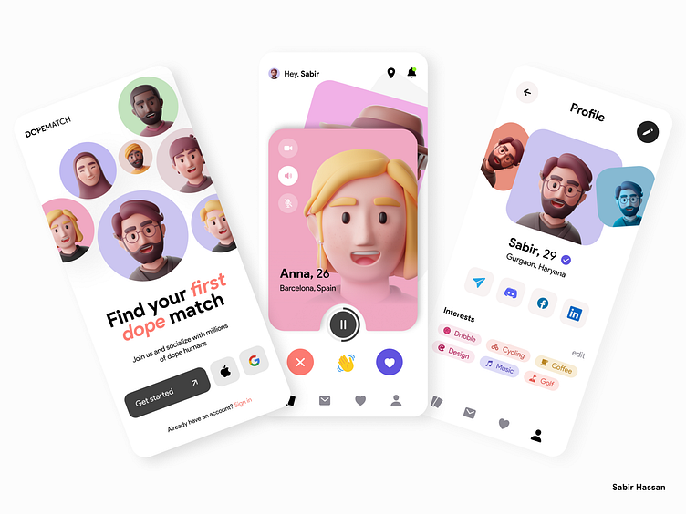 Mobile Design For Dating App by Sabir Hassan on Dribbble