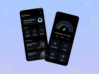 Fitness & Workout Mobile App app app design categoty clean design dark mode fitness workout fitness app graphic design ios mobile app mobile ui modern design ui uiux workout