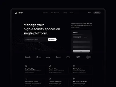 AuthID' - Landing Page auth dark landing iam landing landing page landing page ui pam saas security web design