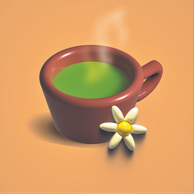 A Cup of green tea 3D illustration with Adobe AI 3d 3d illustration adobe ai app blender3d branding design graphic design illustration logo ui ux vector