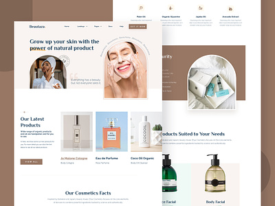 Beautaza - Cosmetic Product Web Page beauty beauty products branding cosmetic cosmetic products design landing page natural online products skin skincare ui ui design uiux web landing page web ui website