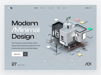 Hero Header : Website Design/Landing Page 3d about us architecture design header hero section home page homepage illustration landing landing page landingpage modern uiux design web web design web header web page website