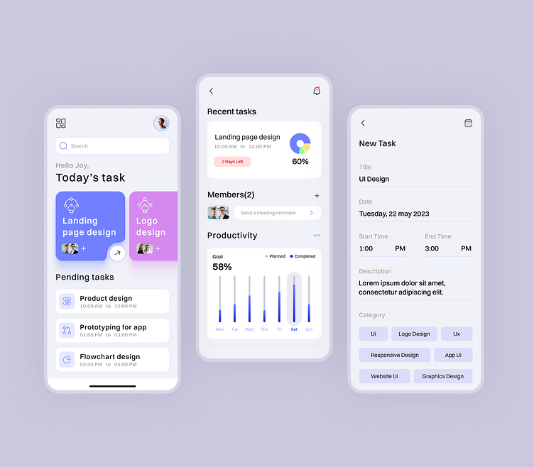 Task Management App UI by iCoderz Design on Dribbble