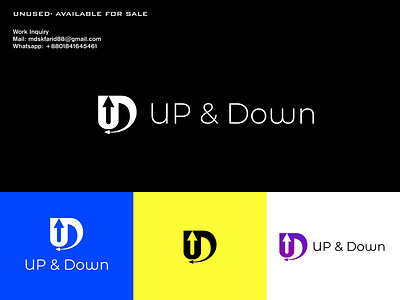 UP & Down Logo Concept 3d logo a b c d e f g h i j k l m n o p apps logo branding company logo graphic design mark modern logo vector