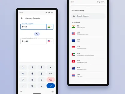 Currency Converter UI clean convert country currency dailyui design euro flags inr keyboard material material design minimal numerical search simple text input ui usd ux