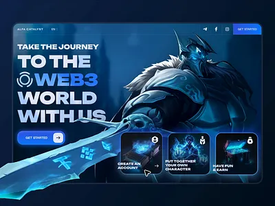 AlfaCatalyst: NextGen Game Website blockchain crypto cryptocurrency fantasy gambling game art game design game website gaming illustration landing page metaverse nft p2e platform product design ui design virtual reaility wallet web3