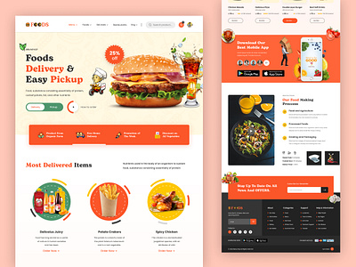 Food Delivery Web Landing Page Design UI adobe xd design app ui design branding case study dashboard design figma design food delivery apps