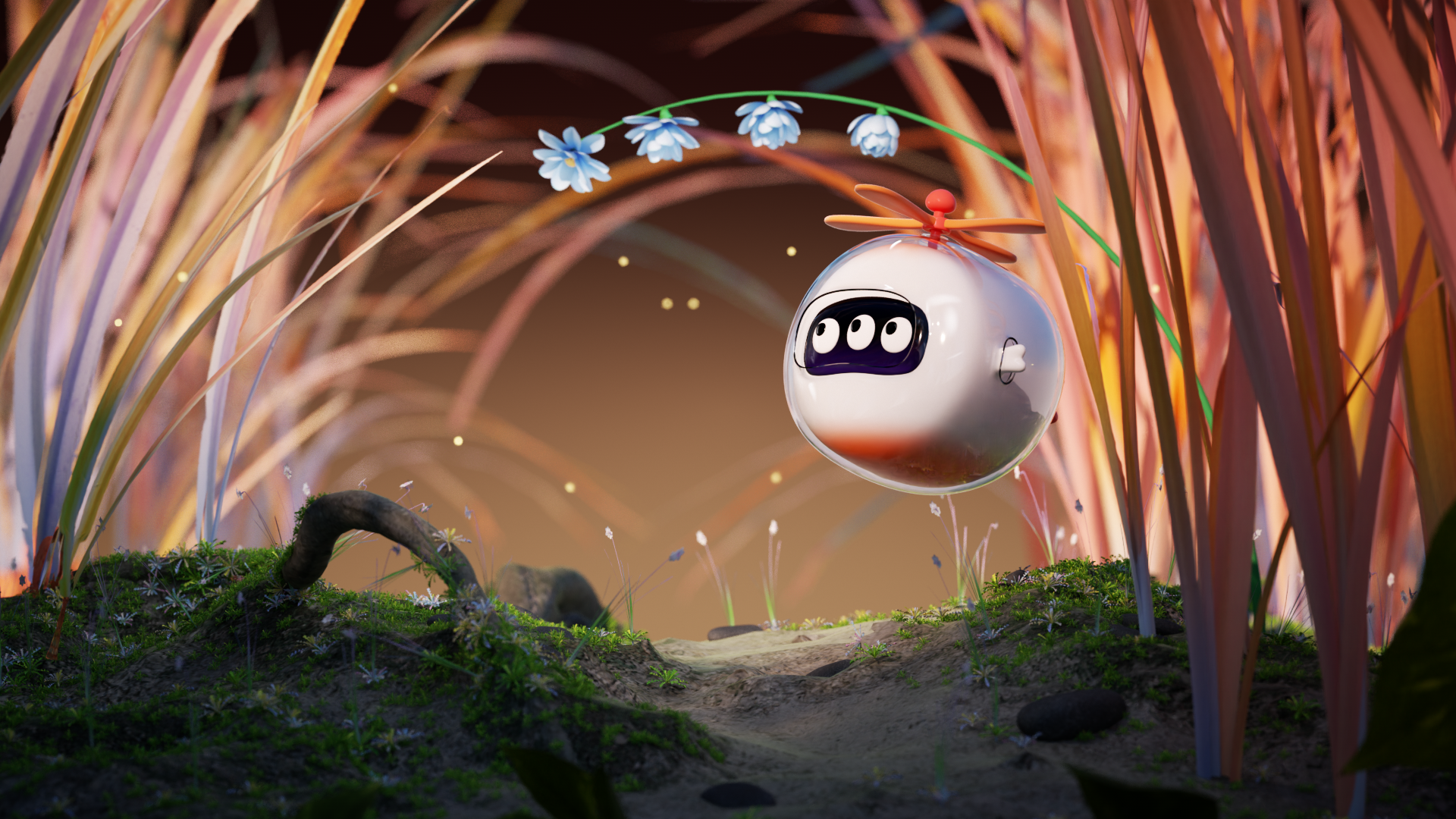 Wondering Creatures #4 3d 3dart 3dillustration animation blender branding c4d cinema4d cute design environment eyes flower monster motion motion graphics octane planes render