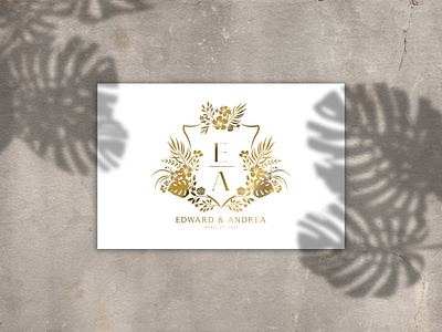 Exotic Flowers and Leafs Wedding Crest bespoke wedding logo custom monogram custom wedding logo design illustration luxury logo luxury wedding logo wedding logo wedding monogram