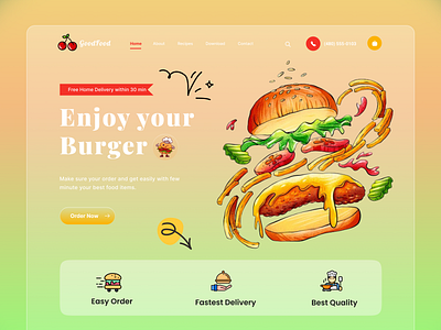 Restaurant Landing Page UI branding design food design food website homepage illustration laning page design logo niramim restaurent website resturent website uiux design uiux designer