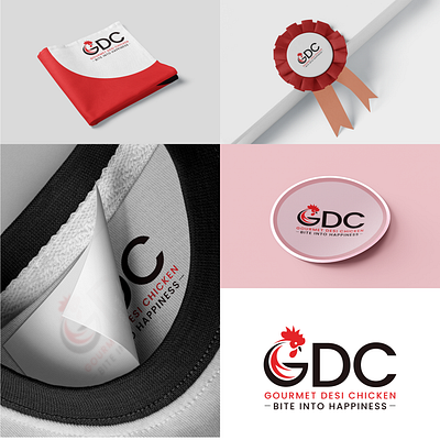 GDC Gourmet Desi Chicken Logo branding cap design graphic design logo sticker t shirt towel