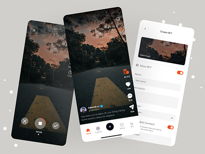 nft videos app app design digital asset digital blockchain ios ios app metamask wallet. minimal mobile app nft nft app online app opensea product design social media social media app ui uidesign ux videos app