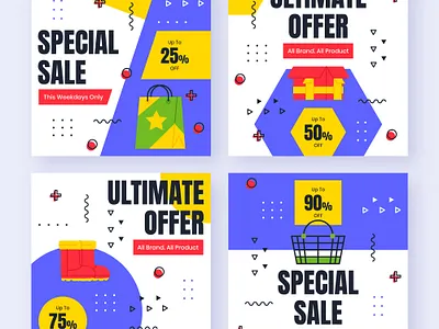 Shopping Sale Instagram Post Template abstract black blue colorful freepik geometric hand drawn instagram memphis post sale shopping store story template white yellow