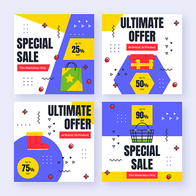 Shopping Sale Instagram Post Template abstract black blue colorful freepik geometric hand drawn instagram memphis post sale shopping store story template white yellow
