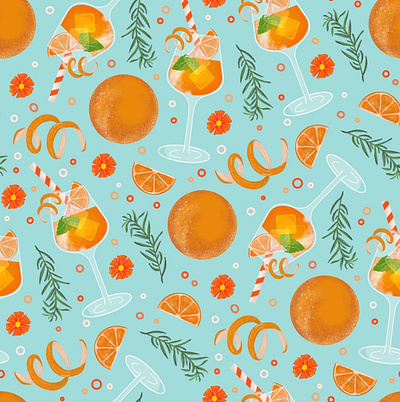 Aperol pattern aperol pattern beach products design female surface designer illustration pattern and print pattern design procreate repeat pattern summer pattern summertime surface design