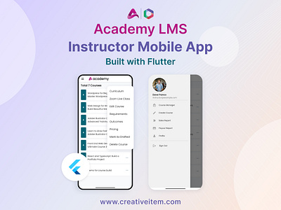 📣 Introducing Academy LMS Instructor Mobile App! 🎓📱 academy application branding codecaynon creative creativepeoples design education envato graphic design illustration learning management system lms logo mobile responsive study ui user interface ux