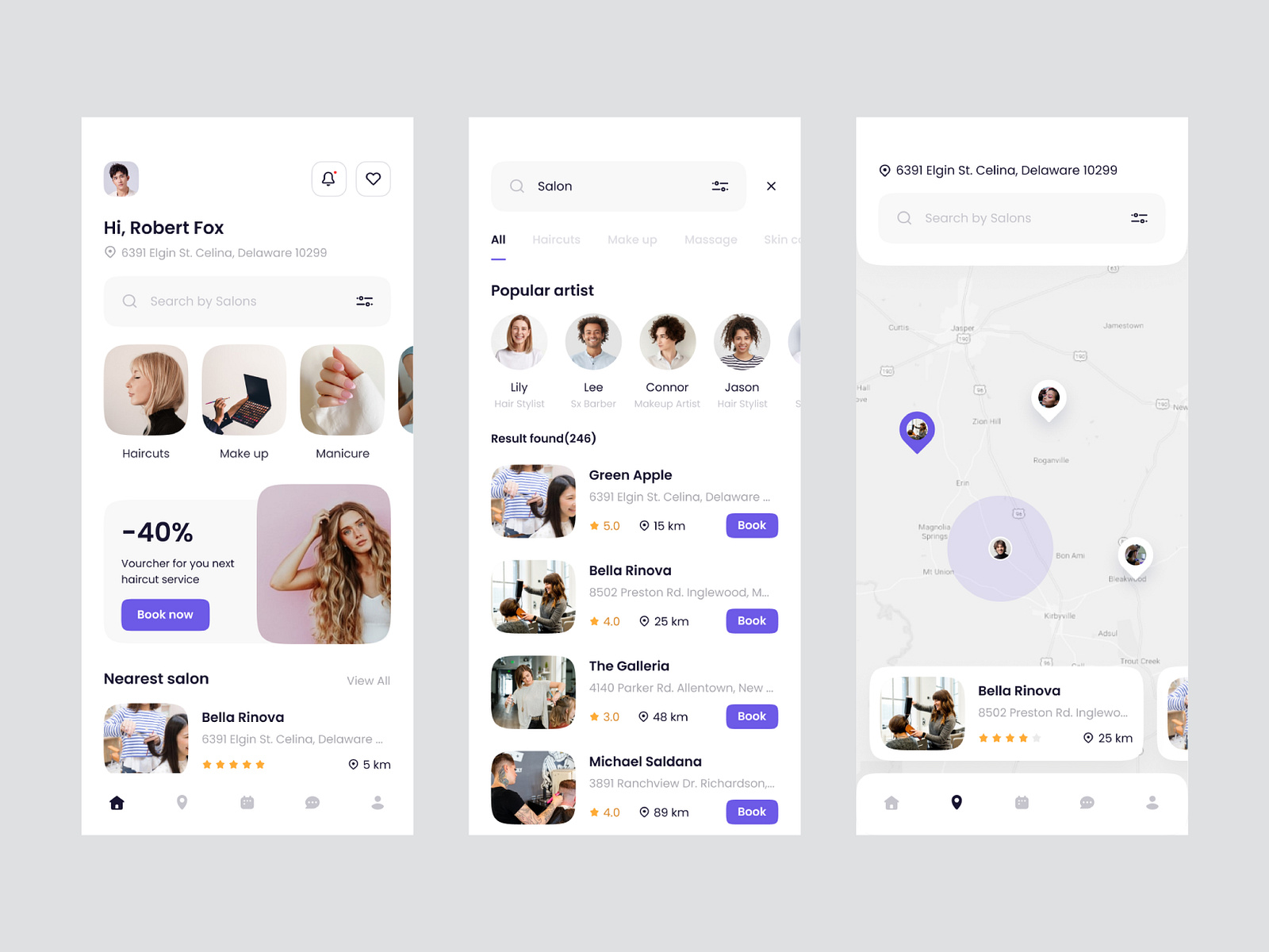 Salon App UIX by theosm™ on Dribbble