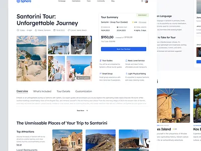 Tour Detail Page - Sphere landing page tour tour landing page travel agency travel landing page travel ui ui web design website ui