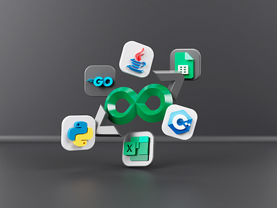 Tools for every stack - Color 3d 3d icon blender brand cycles design green icon icons illustration infinite integration logo render tool tools ui ui ux vector web design