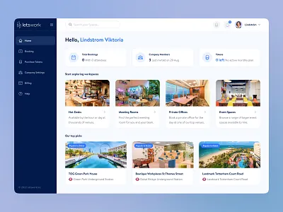 Letswork - Global Workspace Platform Dashboard admin interface admin ui analytics analytics analytic creative dashboard dashboard design global graphs stats ui design uiux user dashboard ux ui design video call web app design web platform workspace platform dashboard