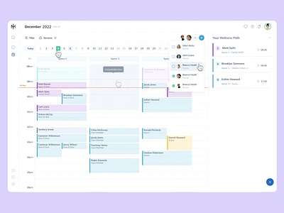 Employee selection app apps calendar download free health hover list medical seelction select selection slot software time timeline tool ui ui kit ux