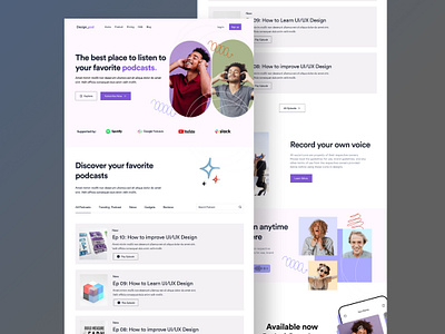 Podcast Platform Website Design audio podcast branding design digital podcast figma landing page platform podacst podcast platform podcast website podcast website design ui user experience user interface ux video podcast web design web designer website website design
