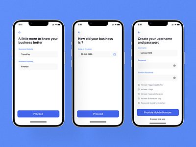 Tranxpay App - Business Signup Flow 4 banking bankingapp design investment minimal mobile ui ui uiux uxdesign