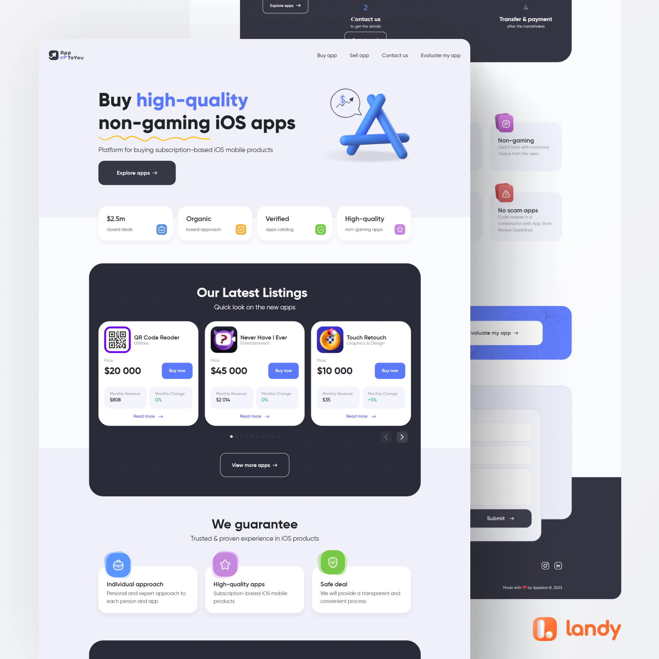 App to you design figma landing web design