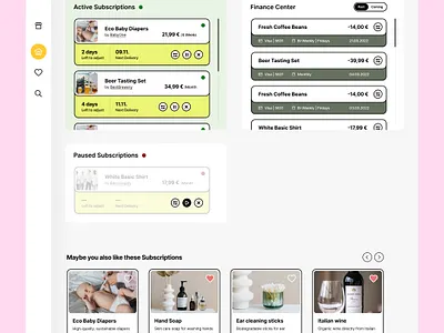 Subscription Dashboard UI Design app dashboard green grey marketplace neon orange subscription ui design