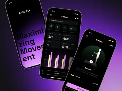 Exerfly Fitness App app athlete coach dark mode data equipment exerfly fitness flywheel gradient graph gym health identity sport tracking training ui ux