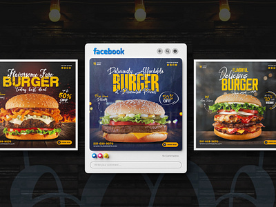 Burger Social Media Post Design burger post burger social media design burger social post graphic design instagram post mahmudur rahman imran post design restaurant post design