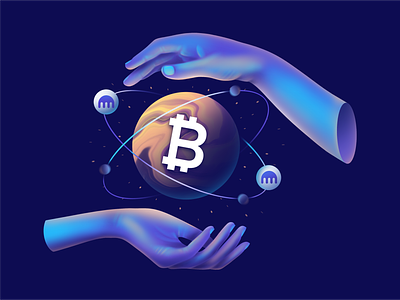 BTC Illustration for Kraken bitcoin btc crypto design exchange graphic design hands illustration vector web3