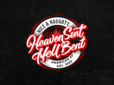 Heaven Sent Hell Bent Tshirt Design american american design branding customlettering graphic design handdrawn handlettering heaven sent hell bent illustration lettering logo logotype quote script tees tshirt type typo typography vintagedesign