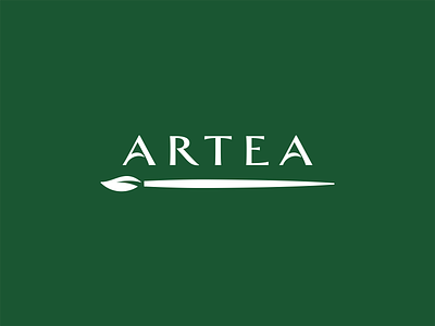 ARTEA art branding creativity elegant leaf logo paintbrush tea tealeaf wordmark