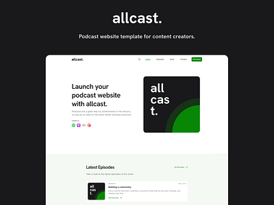 allcast. - Framer Template concept framer home page landing landing page podcast responsive template ui design ux design web design