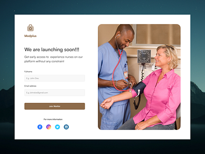 Medplus_ Waitlist page health medicine ui design waitlist