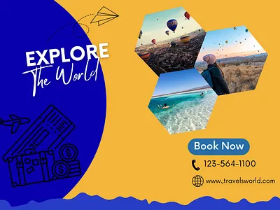 Explore the world app branding design graphic design illustration logo poster typography ui vector