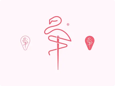 Flamingo | Logo Concept branding clever clever logo concept design double meaning elegant logo embroidery flamingo graphic design idea logo minimalist needle smart logo thread