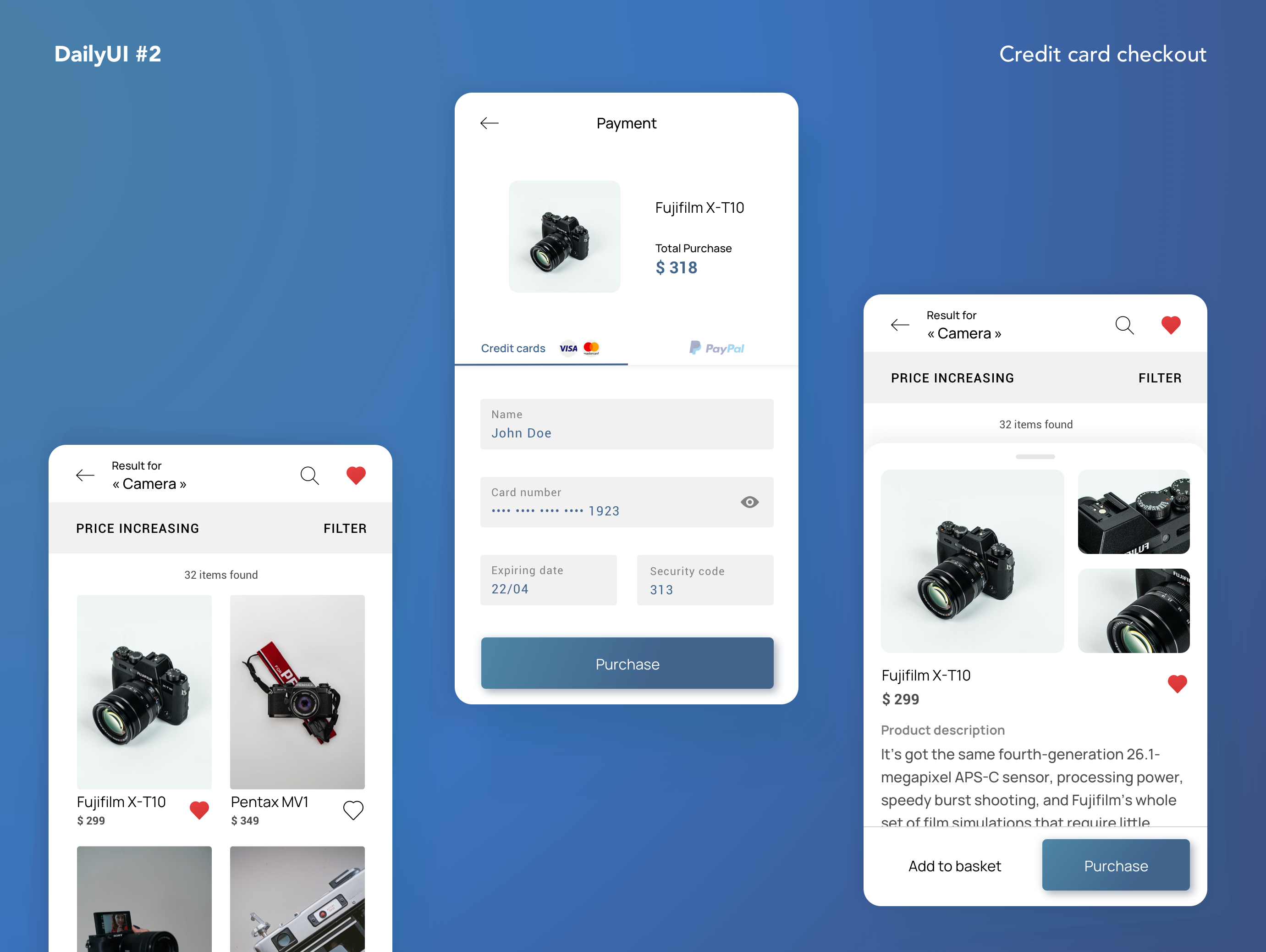 Credit card checkout app design ui ux