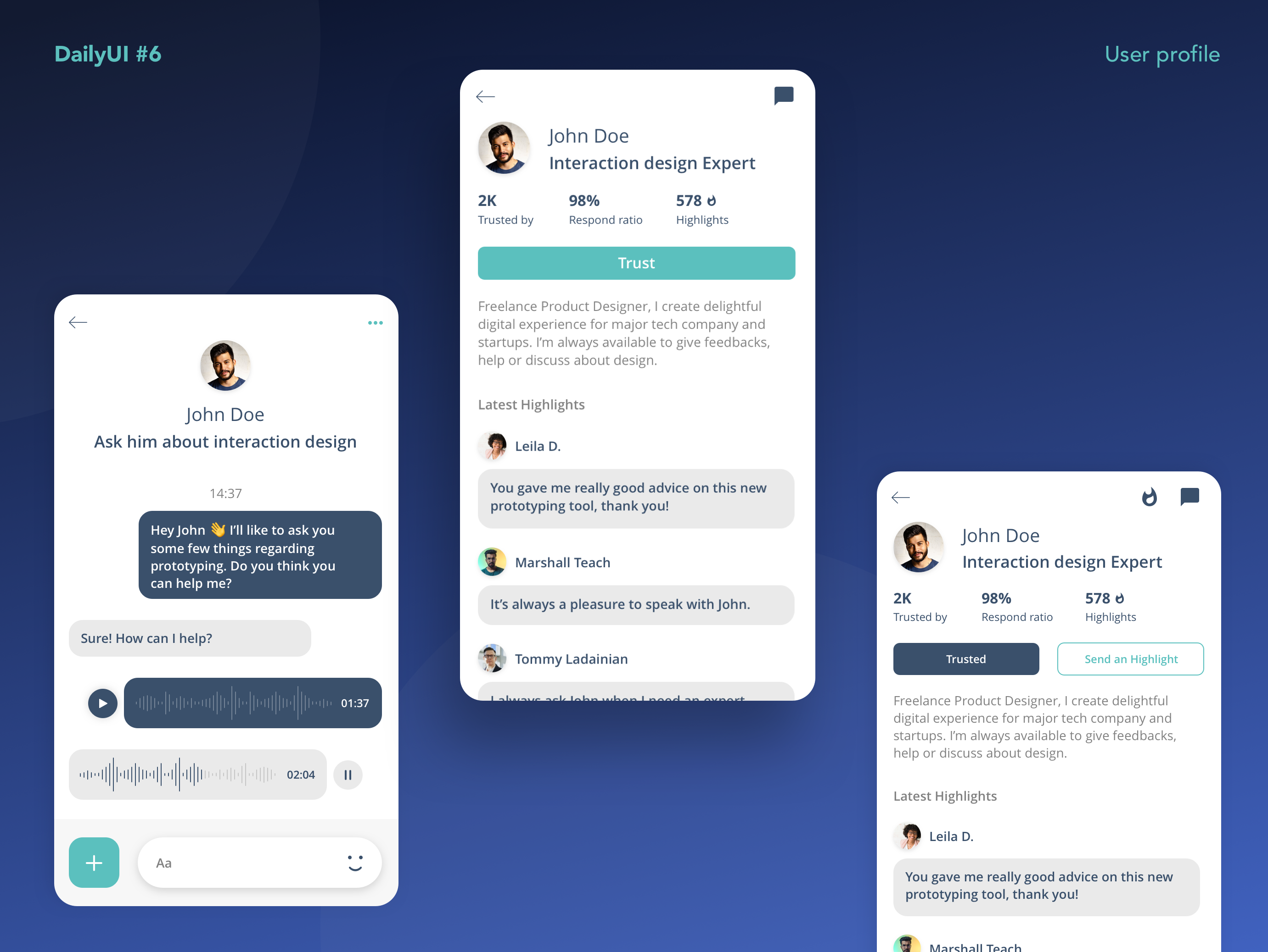 User profile for mentor app concept app design graphic design ui ux