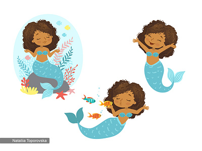 Mermaid african american ethnicity cartoon cartoon character character design ethnicity girl illustration marina sea sealife sirena underwater vector