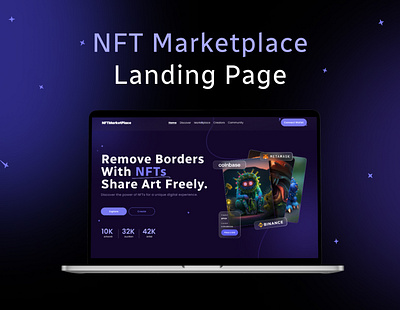 NFT Marketplace - Landing Page app crypto design figma graphic design home page homepage landing page marketplace nft ui ux