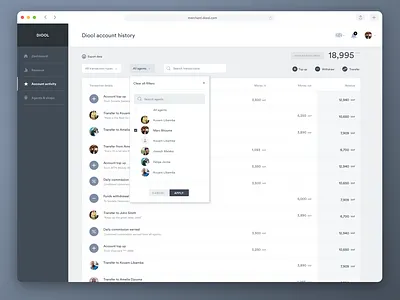 Mobile Payments B2B Saas Platform - Account Activity