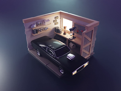 Fast and Furious Tutorial 3d blender diorama fast and furious illustration isometric lowpoly process render tutorial