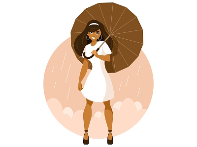 Girl with umbrella autumn fashion girl illustration outdoor rain umbrella vector woman