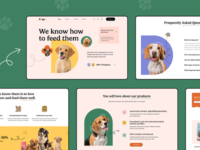 Dog Food Products Landing Page clean design creative landing page design creative ui dog food products website dog food web ui dog landing page design figma web ui pastel ui pet food landing page design pet food website petcare landing page design